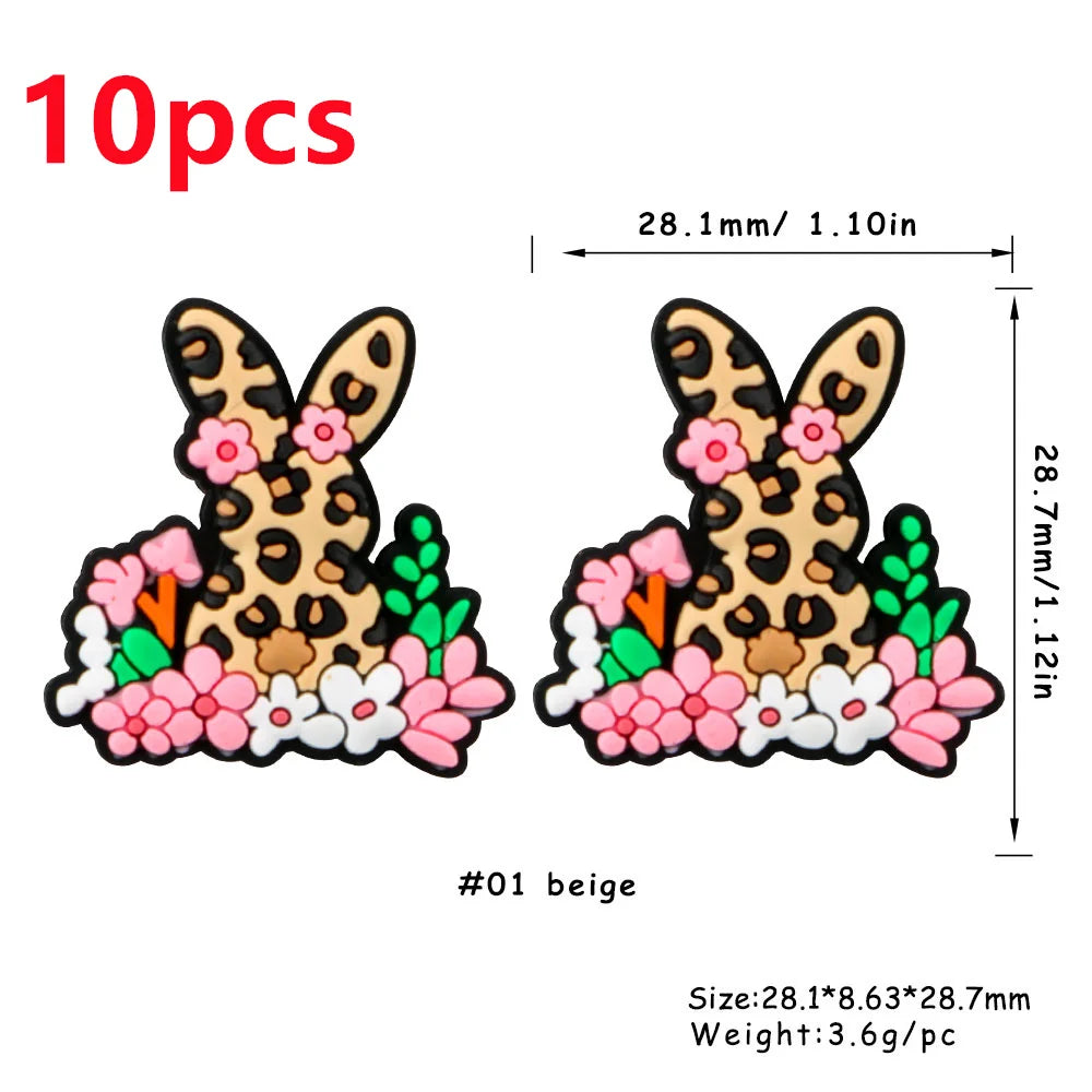 Sunnory  Easter Day Bunny Series Silicone Beads For DIY Jewelry Making Bracelet Necklace Pen Etc Handmade Accessories