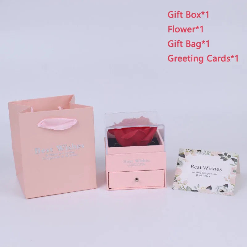 Soap Flower Rose Gift Box Elegant Infinity Jewelry Box for Girlfriend Wife Christmas Valentine's Day Anniversary Gift