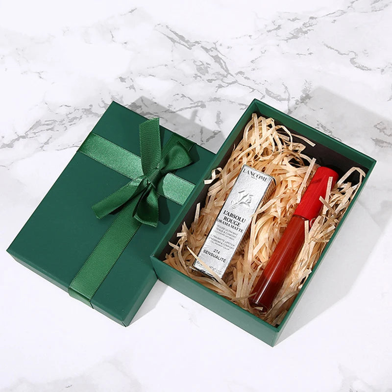 Green Gift Box - Clothing Decoration Gift Box with Magnetic Lid - Ribbon, Filler, Stick