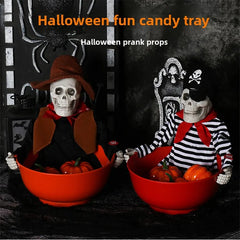 Halloween scene decoration: Pumpkin bucket, funny candy plate, props, ornaments, event atmosphere decorations, bar decor