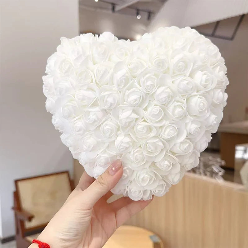 15cm 3D Love Heart Rose Flower Valentine's Day Gift for Girlfriends Completed Red PE Flower Heart Mold Wedding Birthday Gifts
