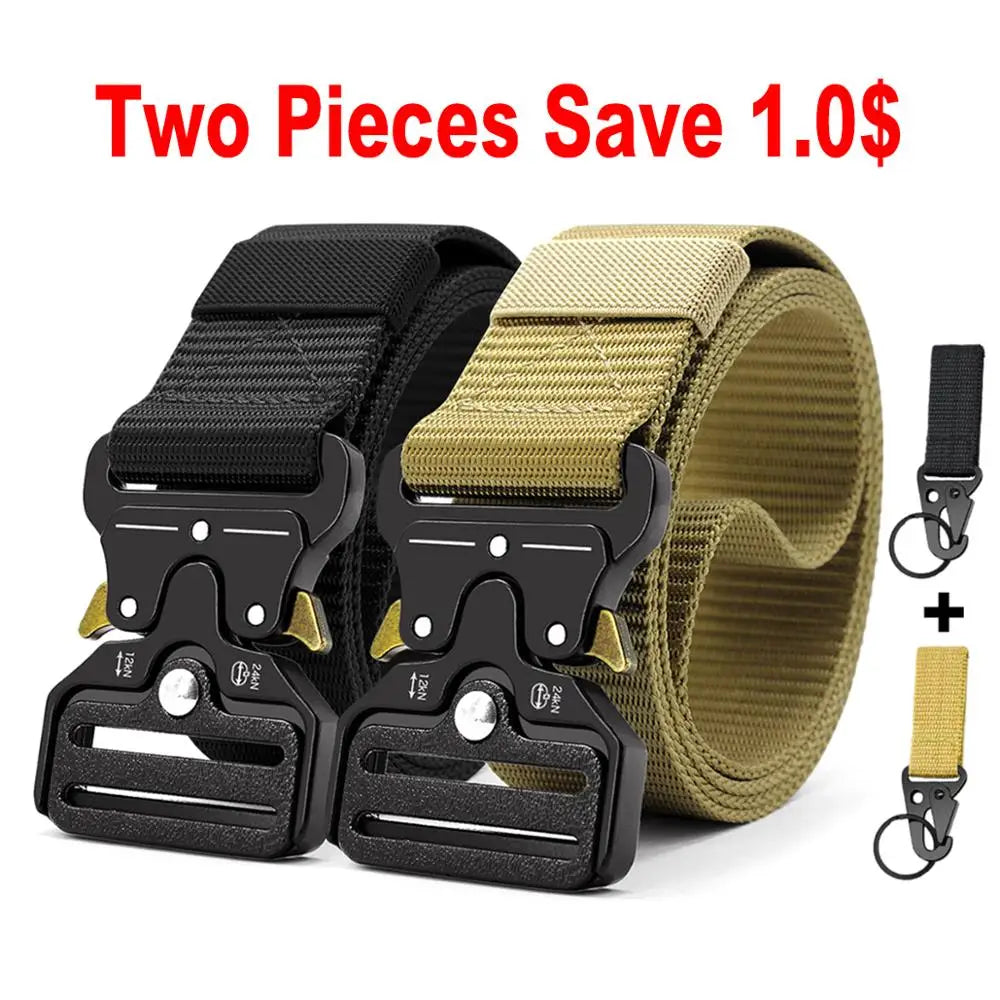 Men Belt Outdoor Hunting Metal Tactical Belt Multi-Function Alloy Buckle Marine Corps Canvas Belt for Men And Women Black Belt