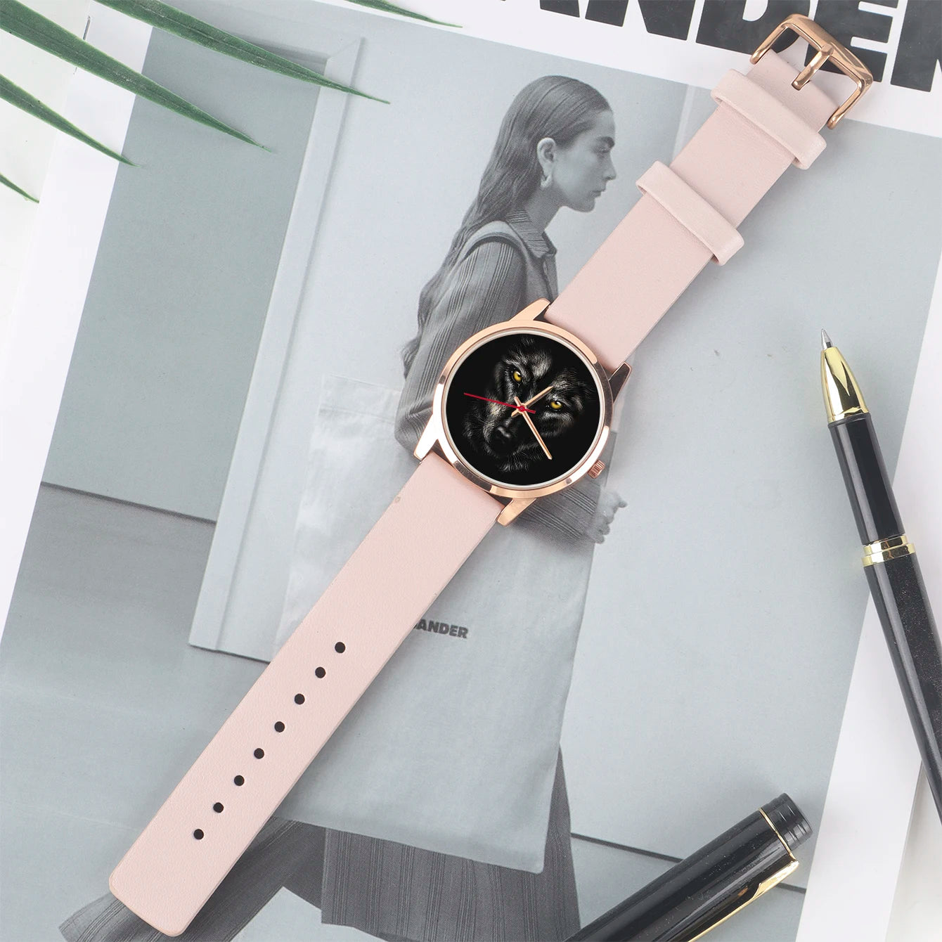 Name Woman Watch for Women Wife Photo Pattern Friend Custom Made Gift Logo Lady Wrist Watch Black Wolf Girl Quartz Wristwatches