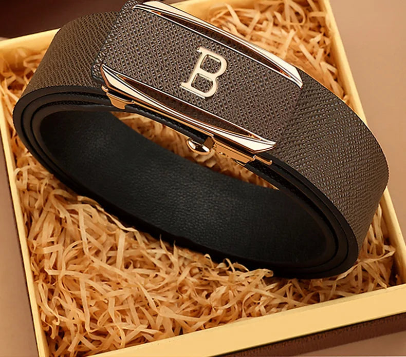 Men's Belt New Middle-aged and Young Business Leisure Automatic Buckle Belt Simple and Versatile Jeans Belt Luxury Belt for Man