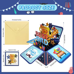 3D Pop Up Father's Day Card Handmade Best Dad Birthday Gift with Note & Envelope - Thank You Card for Dad from Daughter Son