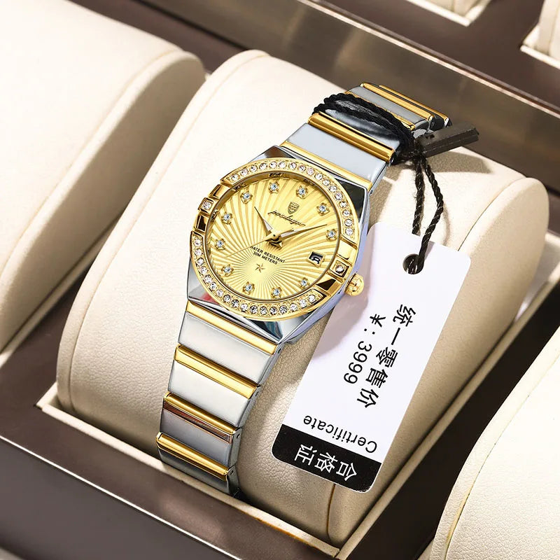 Luxury Diamond Brand Womens Watches Top Waterproof Ultra Thin Ladies Watch Rose Gold Luminous Calendar Quartz Clock Female 2024
