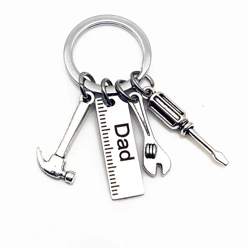 10 Pieces Stainless Steel Father Plot Mini Tool Pendant Fashion Car Keychain Backpack Pendant Souvenir for Men