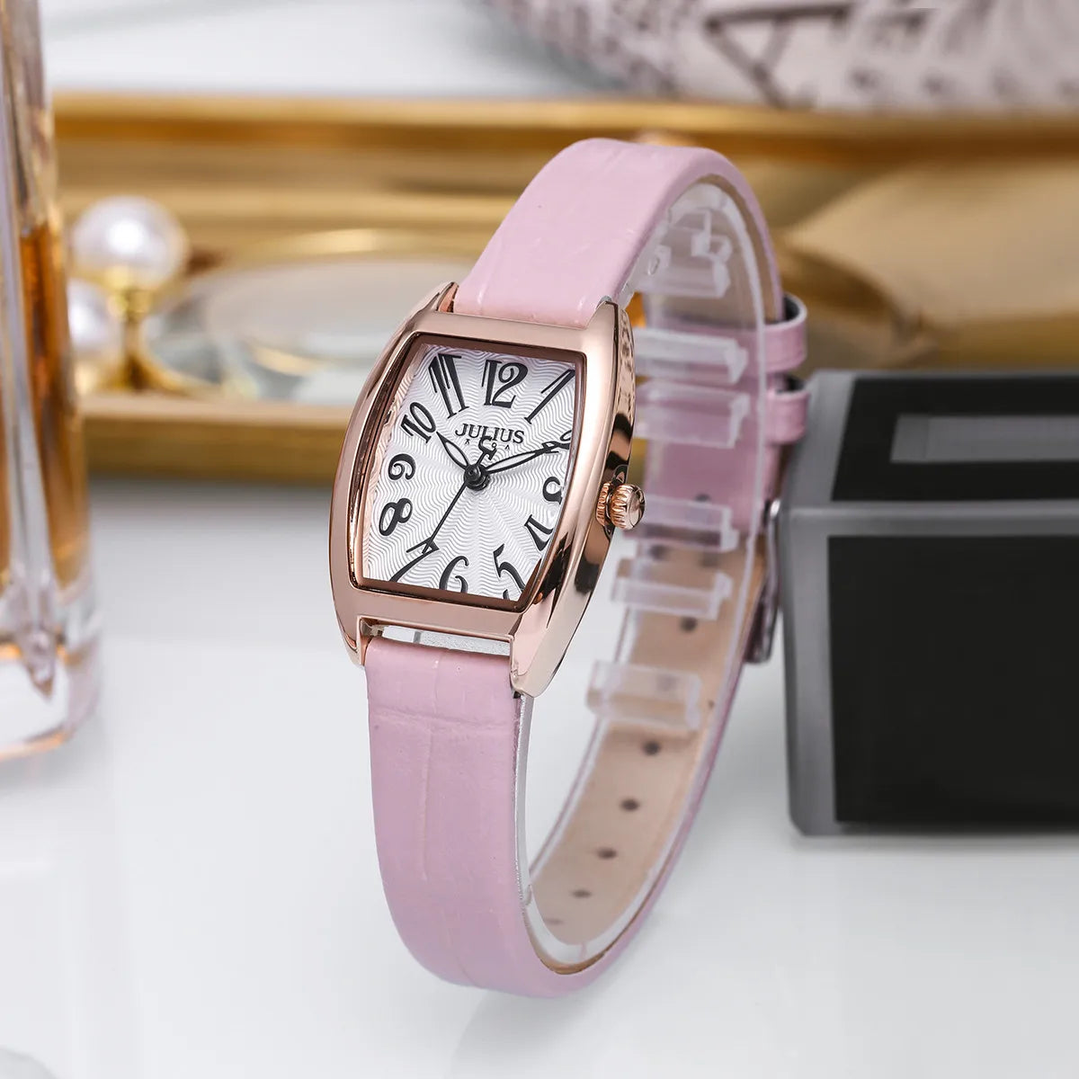 Julius Retro Classic Lady Women's Watch Japan Quartz Elegant Fashion Hours Clock Real Leather Bracelet Girl Birthday Gift Box