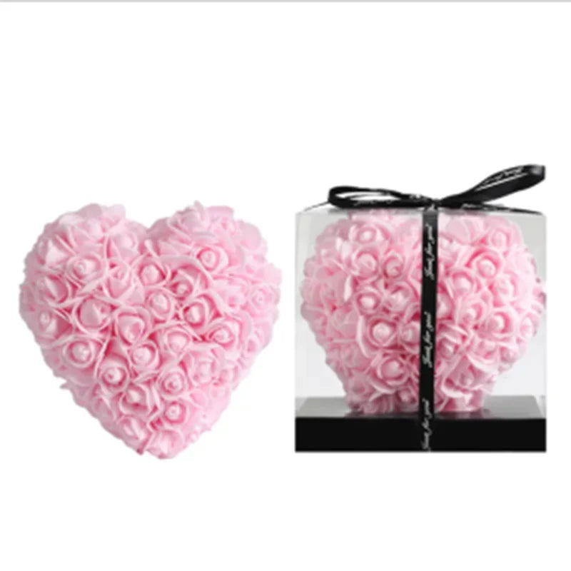 15cm 3D Love Heart Rose Flower Valentine's Day Gift for Girlfriends Completed Red PE Flower Heart Mold Wedding Birthday Gifts