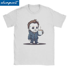 Michael Myers Morning Coffee for Men Women T Shirts Halloween Horror Movie Cool Tee Shirt T-Shirt 100% Cotton Gift Clothes