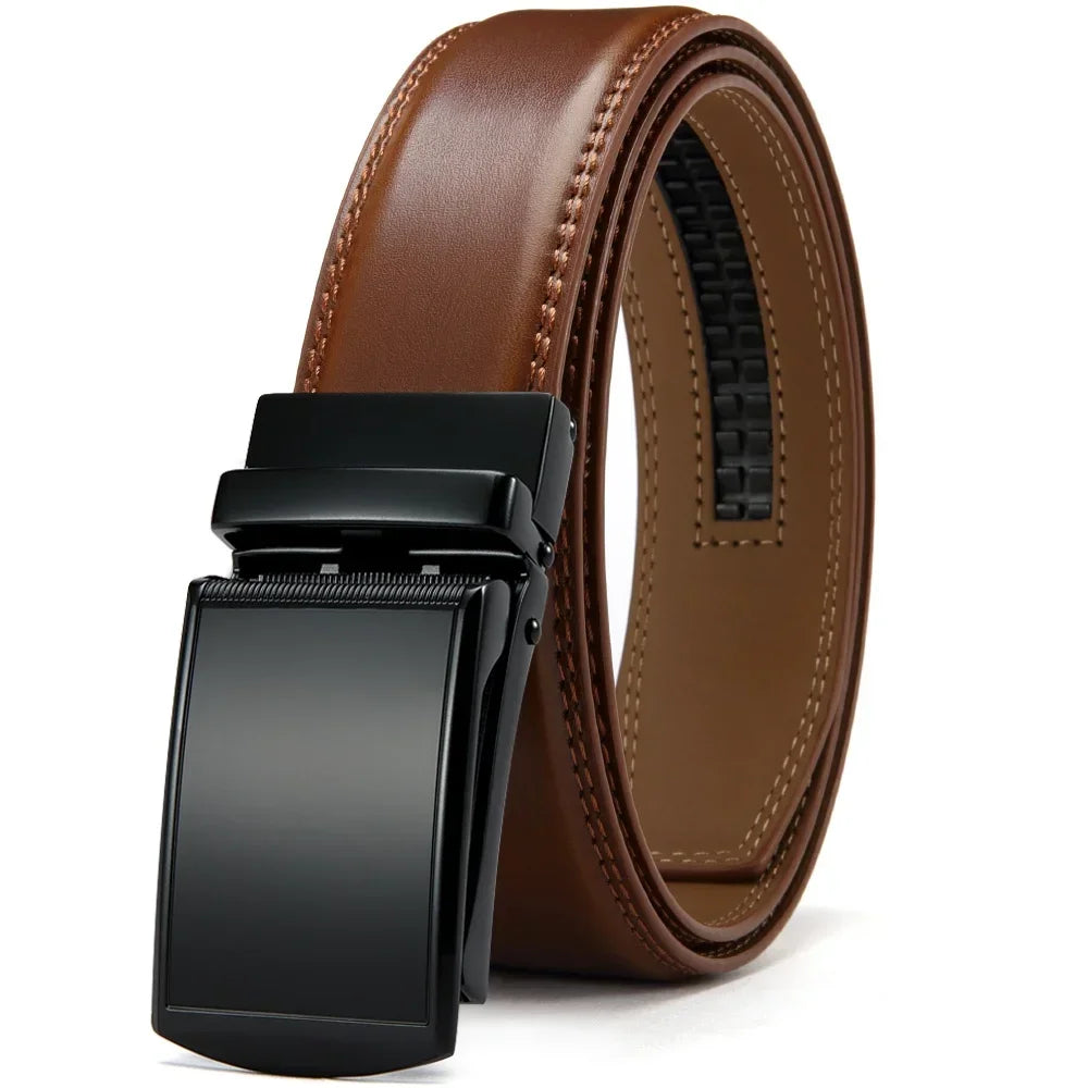 Mens Belt Genuine Leather Luxury Belt Metal Automatic Alloy Buckle Fashion Ratchet Belts for Men Cowhide High Quality Belt
