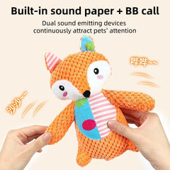 Interactive Splicing Plush Pet Toy Squeaky Bite Resistant Dog Chew Toy Teeth Cleaning Cartoon Animal Play Toy For Cats Dogs