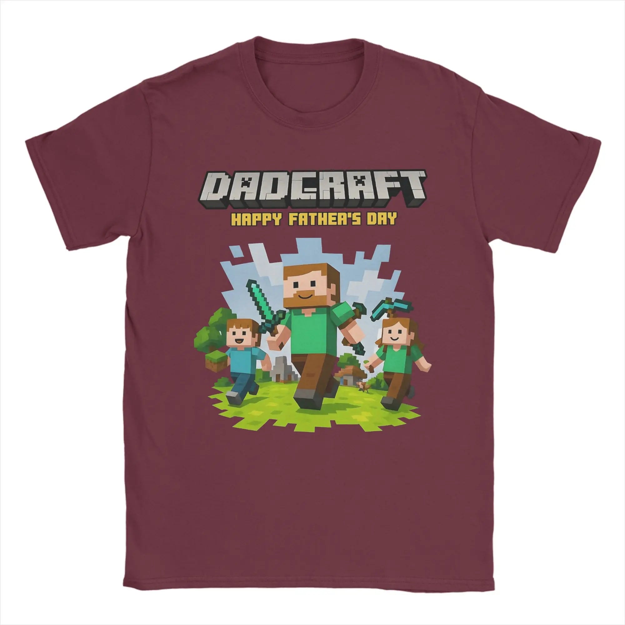 Men DadCraft Happy Father's Day T Shirt Pure Cotton Clothes Leisure Short Sleeve Round Neck Tee Shirt Birthday Gift T-Shirts
