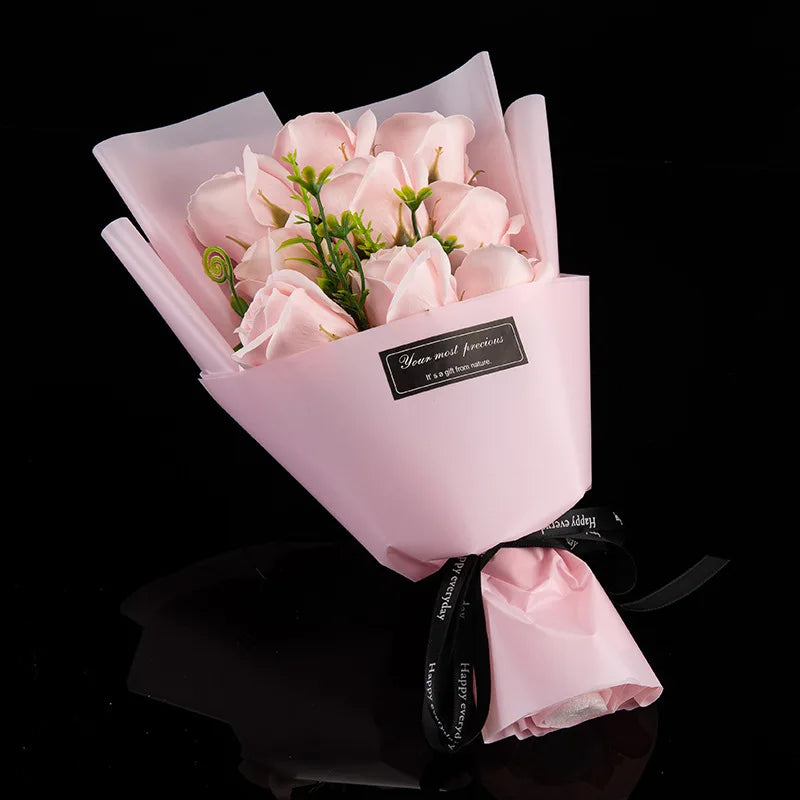 Valentines Day Gift Artificial Flower Rose Soap Bouquet Gift Box Flower