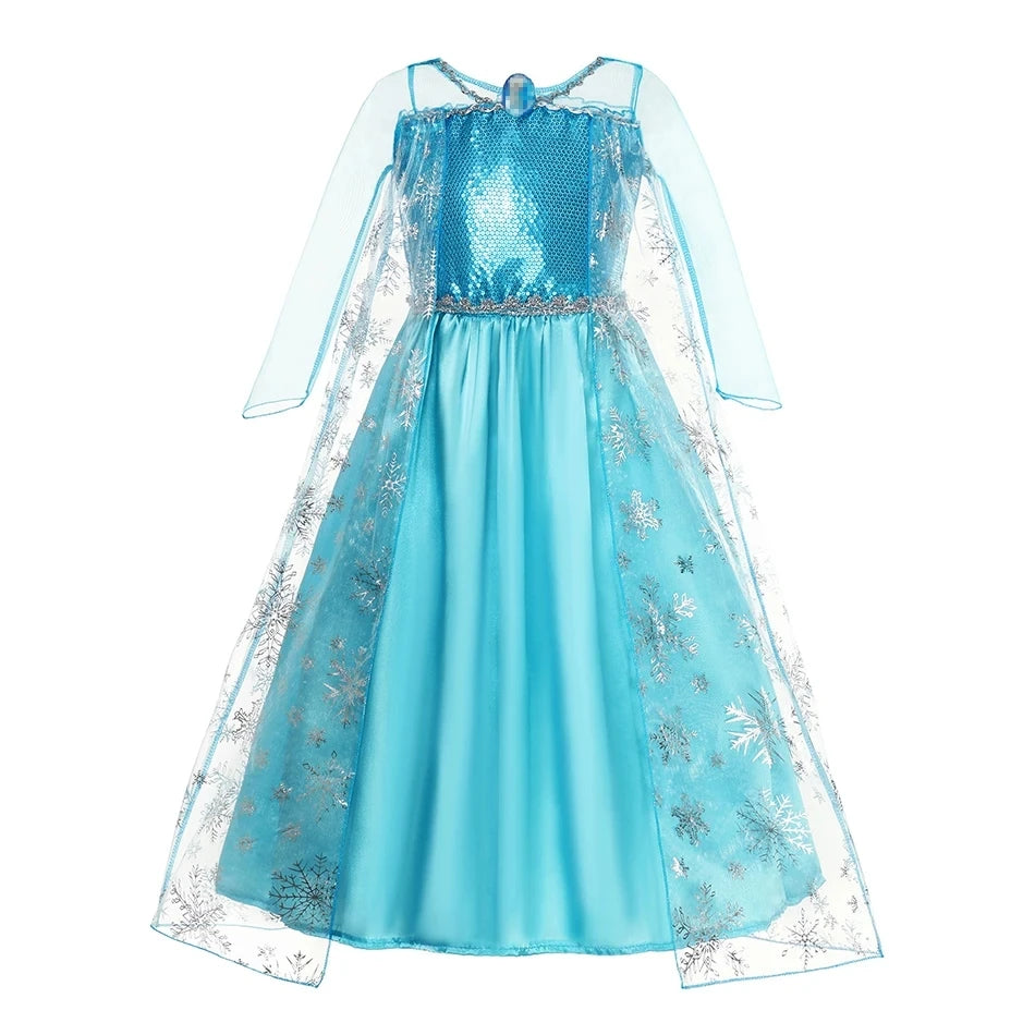 Disney Rapunzel Cinderella Princess Girls Dress Elsa Anna Kids Halloween Vestidos Costume Children Birthday Party Dress