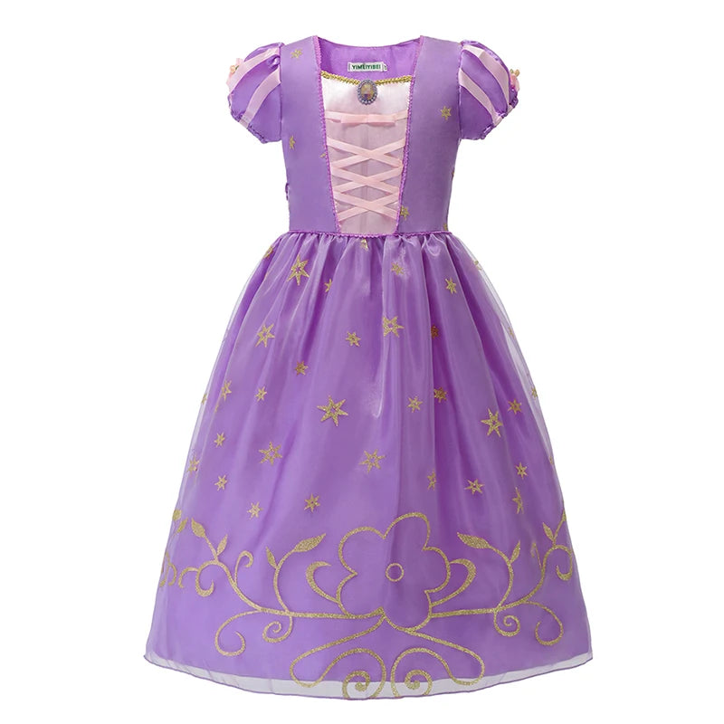 Girls Rapunzel Princess Costume Dresses Kids Summer Tangled Fancy Cosplay Dress Halloween Carnival Party Cosplay Vestido Dresses