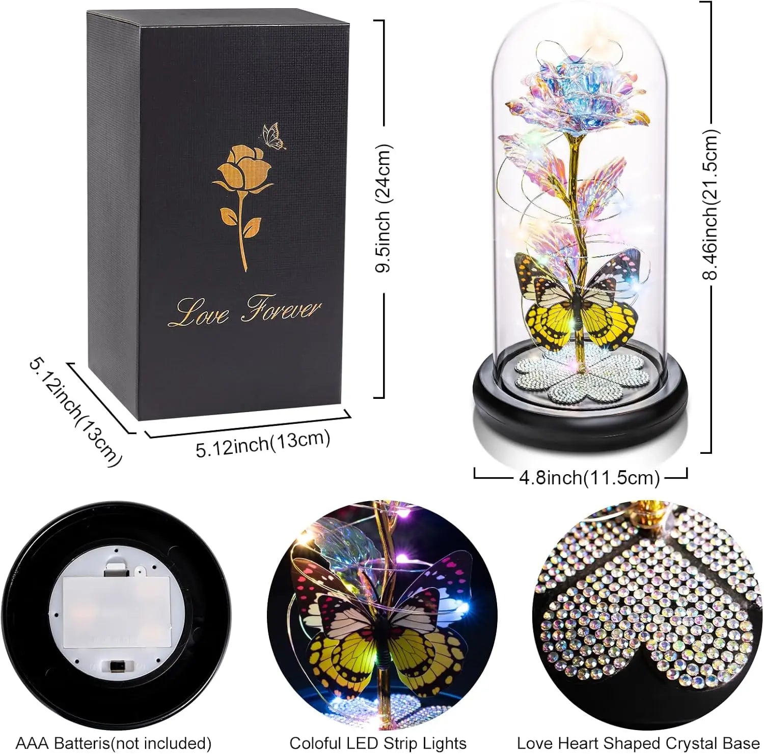Mothers Day Rose Gifts for Mom, Galaxy Glass Rose