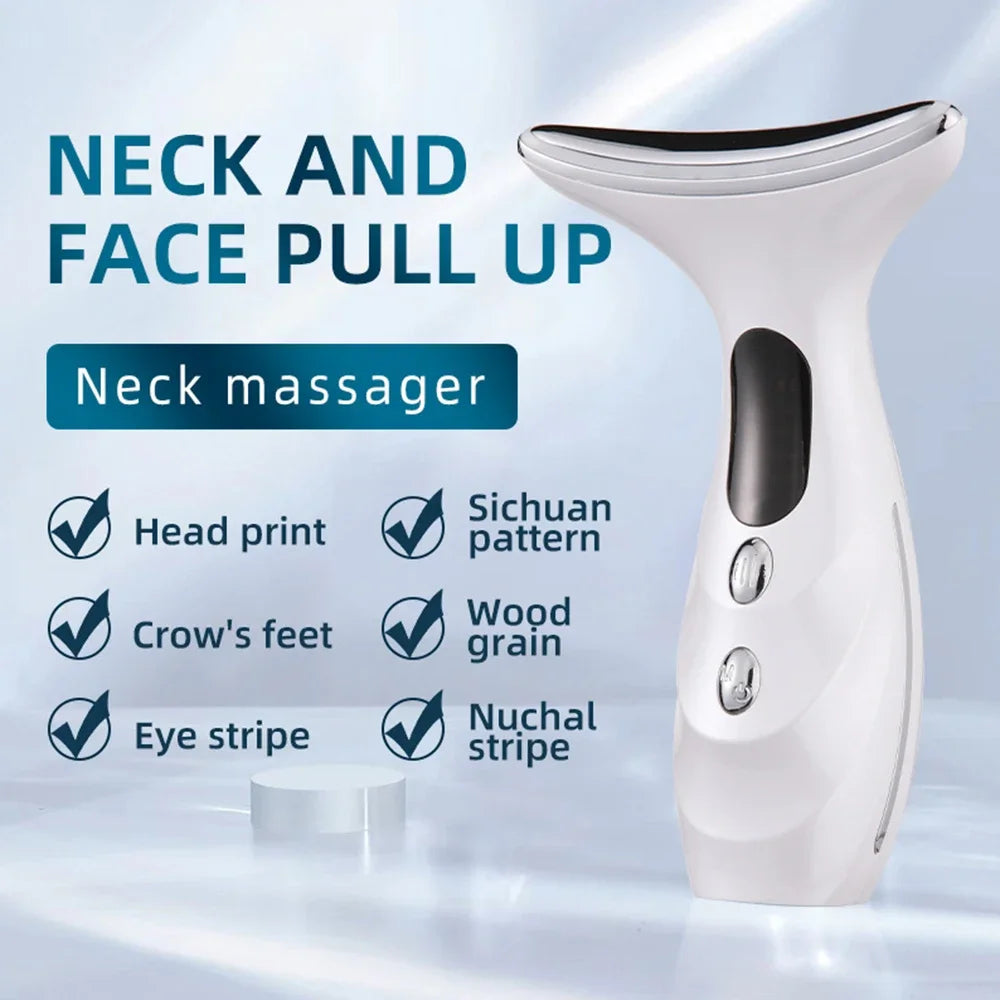 4 Color Neck Beauty Device EMS Face Lifting Machine Double Chin Remover LED Anti Wrinkle Skin Tightening Care Facial Massager