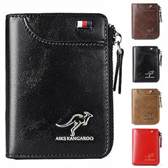 Wallet Leather Business Card Holder Zipper Purse Luxury Wallets for Men RFID Protection Purses Carteira Masculina Luxury.-A-DH