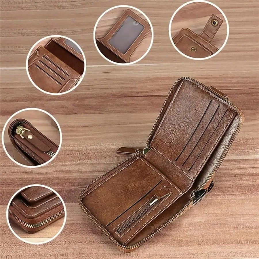 Men Leather Gift Idea for Husband BF Personalized Father's Day Gift Men Wallet Custom Engraved Birthday/Anniversary Wallets