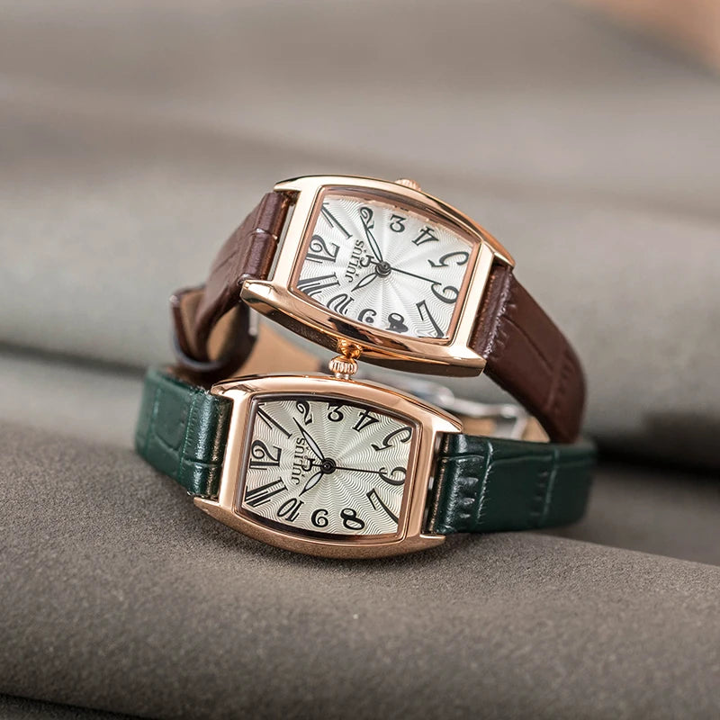 Julius Retro Classic Lady Women's Watch Japan Quartz Elegant Fashion Hours Clock Real Leather Bracelet Girl Birthday Gift Box