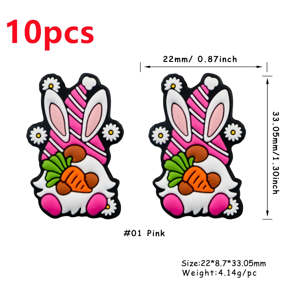 Sunnory  Easter Day Bunny Series Silicone Beads For DIY Jewelry Making Bracelet Necklace Pen Etc Handmade Accessories