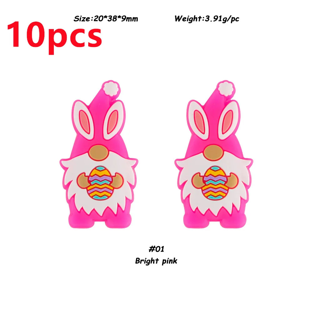 Sunnory  Easter Day Bunny Series Silicone Beads For DIY Jewelry Making Bracelet Necklace Pen Etc Handmade Accessories