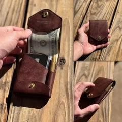 Multifunctional Compact Wallet Handmade Leather Wallet Small Slim Compact Credit Card Wallet Portable Genuine Leather Coin Purse