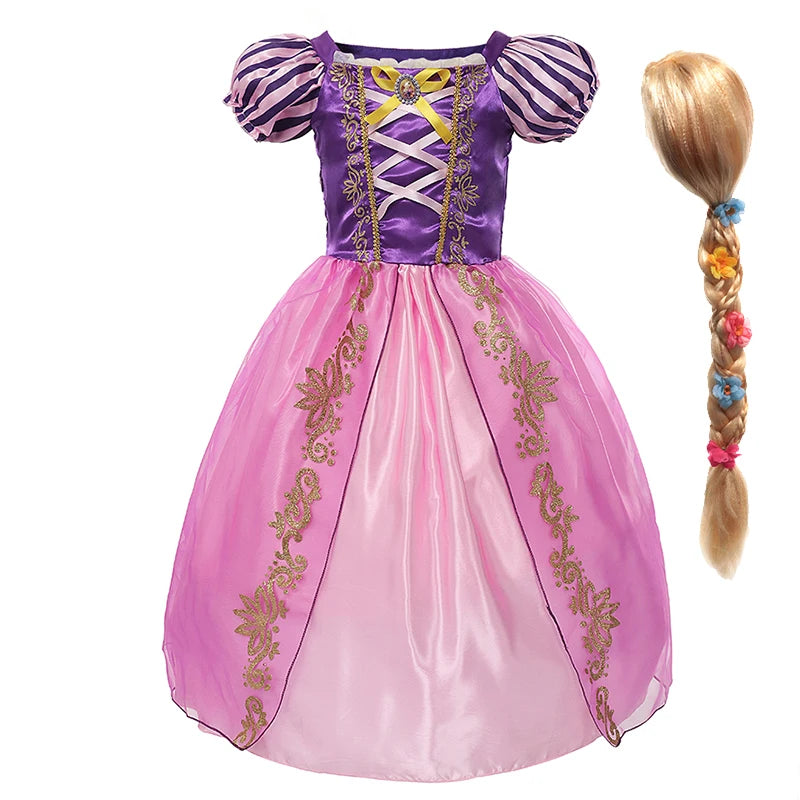 Girls Rapunzel Princess Costume Dresses Kids Summer Tangled Fancy Cosplay Dress Halloween Carnival Party Cosplay Vestido Dresses