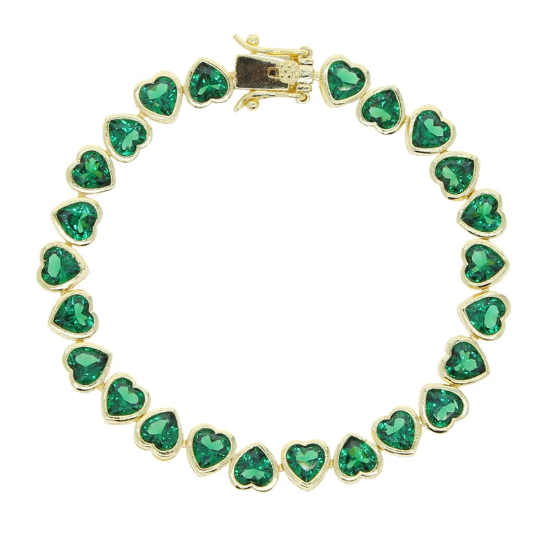 Valentine's Day Gift Fashion Jewelry For Women Gold Color High Quality Bezel Heart CZ Bracelet