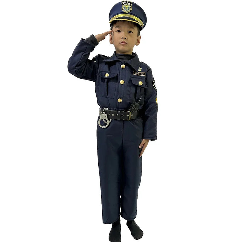 Kids Cosplay Movie&tv Police Officer Costume Sets Unisex 2023 Boys America Police Halloween Carnival Dress Up Party Stage Show