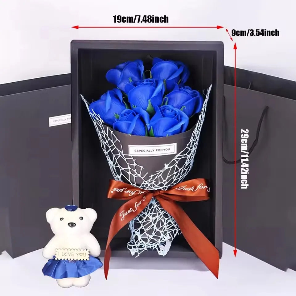 1PC Handmade 7 Rose Soap Bouquet Little Bear Gift Box Creative Valentine's day