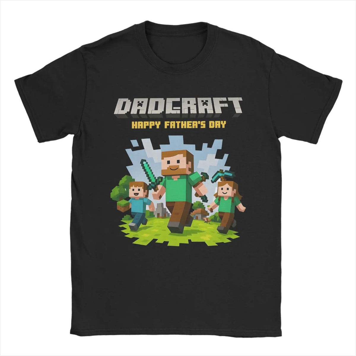 Men DadCraft Happy Father's Day T Shirt Pure Cotton Clothes Leisure Short Sleeve Round Neck Tee Shirt Birthday Gift T-Shirts