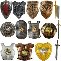 Ancient Roman Warrior Armor Shield Children's Sword Weapons Halloween Cosplay Costumes Props Kids Boy Happy Birthday Party Decor