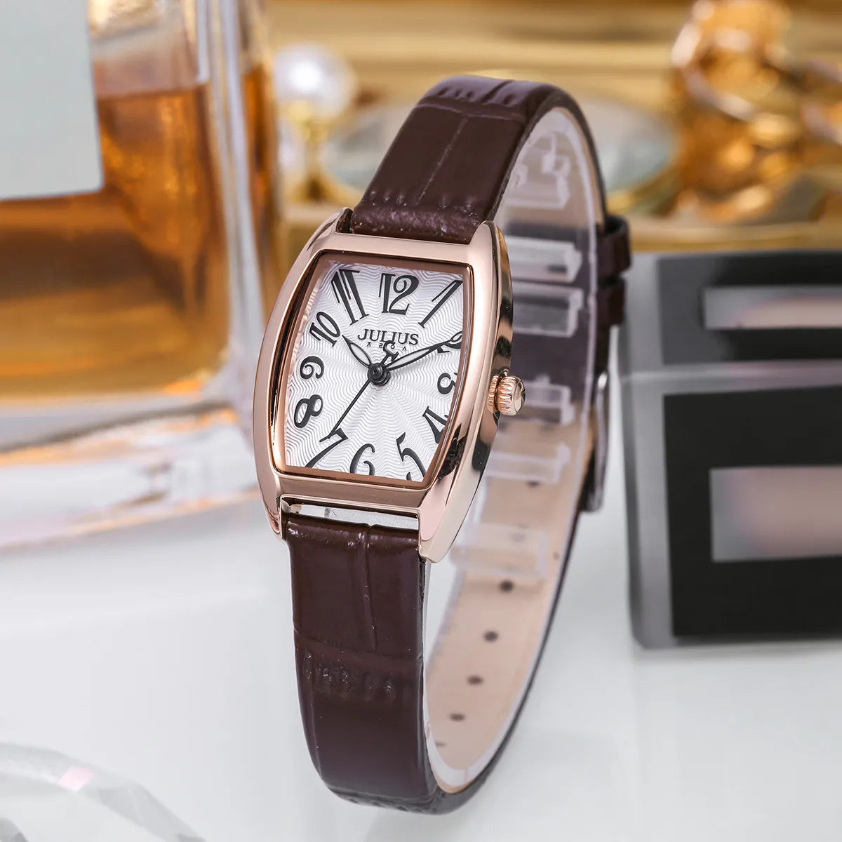 Julius Retro Classic Lady Women's Watch Japan Quartz Elegant Fashion Hours Clock Real Leather Bracelet Girl Birthday Gift Box