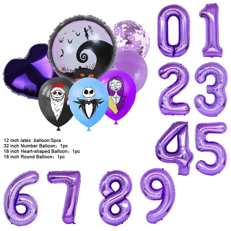 The Nightmare Before Christmas Halloween Theme Birthday Party Decoration Latex Digital Balloon Set Baby Shower Kid Boy Girl Gift