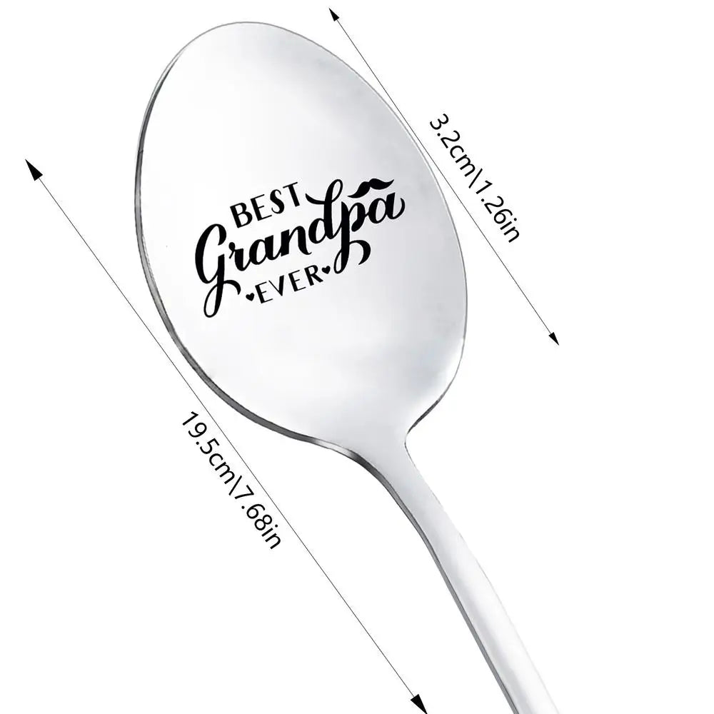 Dad Ice Cream Stainless Steel Engraved Coffee Spoon Cute Emotional Gift For Christmas Thanksgiving Father's Day Cool Gifts