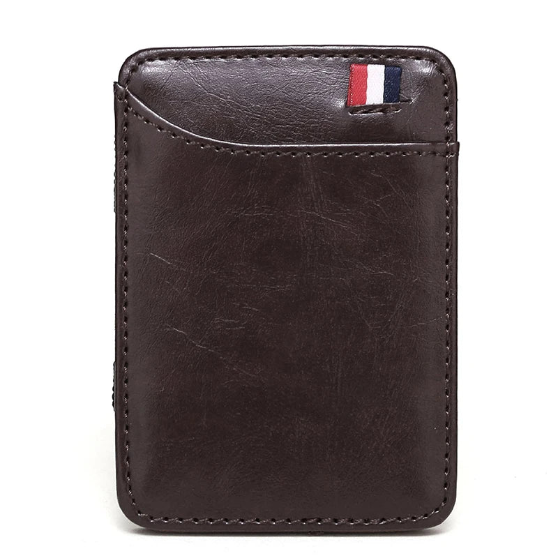 Ultra Thin Men's PU Leather Mini Small Magic Wallet Money Cash Card Holder Purse Birthday Gift for Father Boyfriend