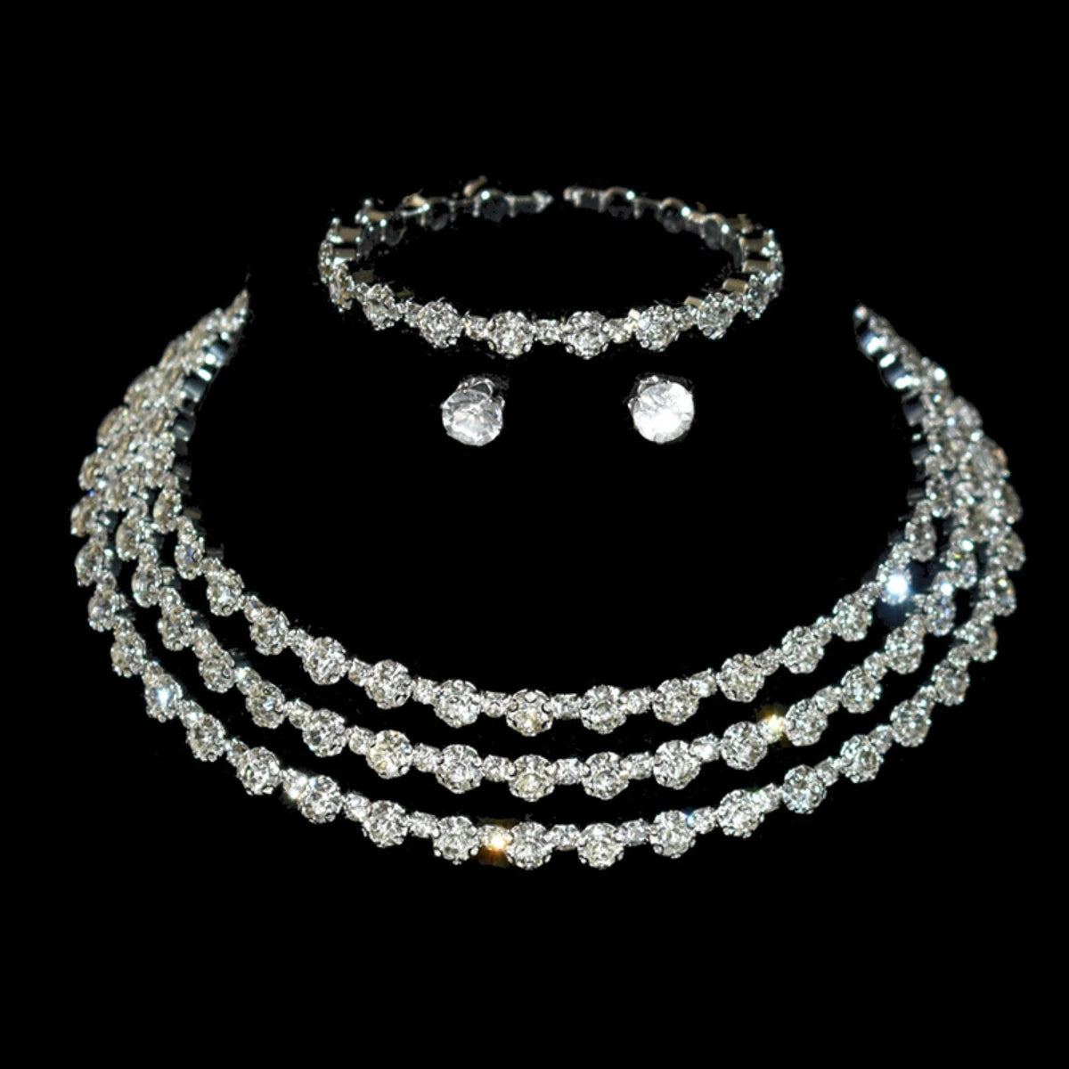 4 pieces of women's fashionable and minimalist necklaces with earrings, bracelets, jewelry sets, banquet and party accessories