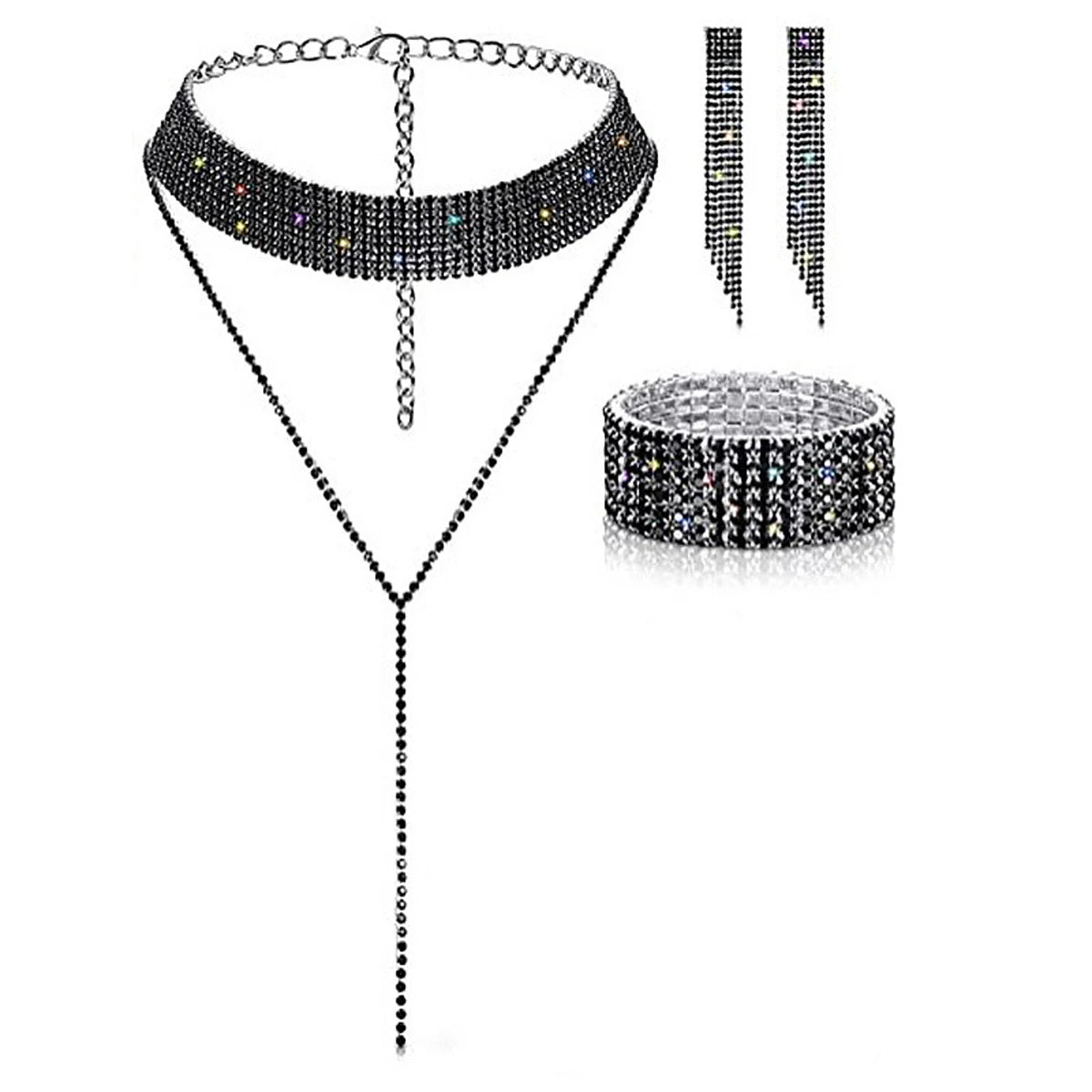 4 pieces of women's fashionable and minimalist necklaces with earrings, bracelets, jewelry sets, banquet and party accessories