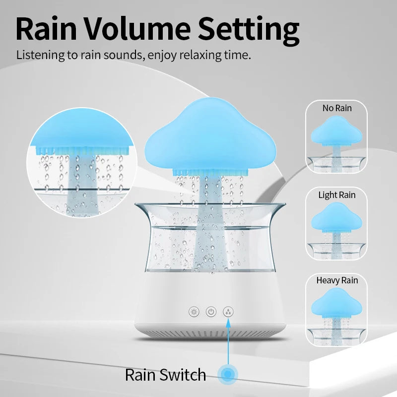 Rain Cloud Night Light humidifier with raining water drop sound and 7 color led light essential oil diffuser aromatherapy