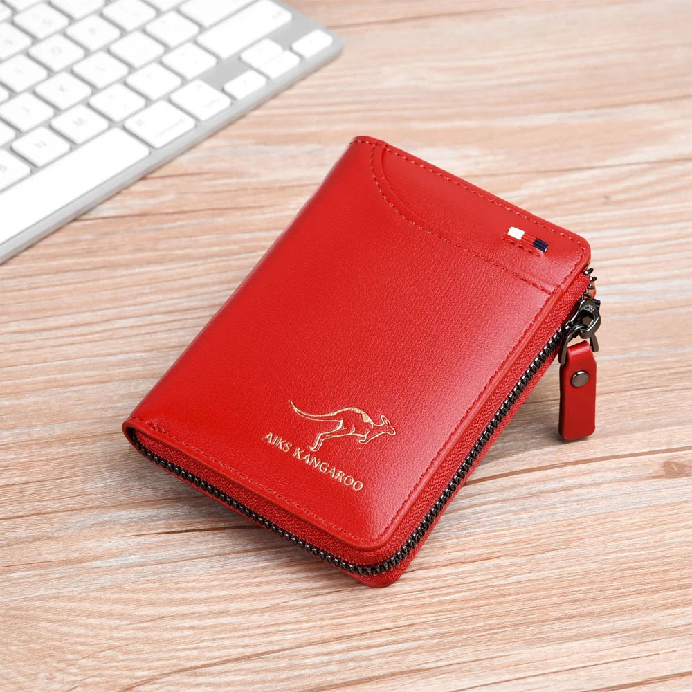 Wallet Leather Business Card Holder Zipper Purse Luxury Wallets for Men RFID Protection Purses Carteira Masculina Luxury.-A-DH