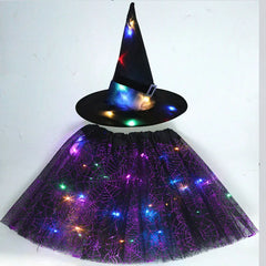 Halloween Costumes for Kids Girls Light Up Witch Hat Tutu Skirt Set 2026 New Year