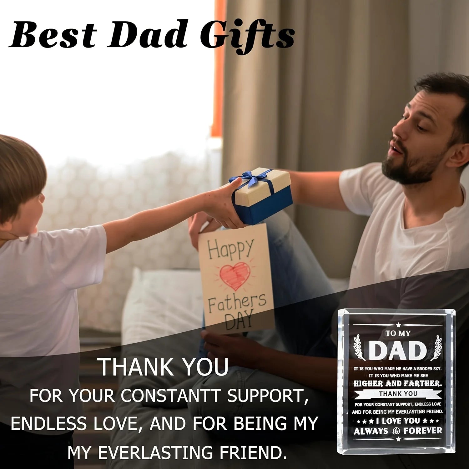 Gifts for Dad from Daughter Son Crystal Plaque Birthday Gifts for Dad Crystal Best Dad Keepsake Gift on Christmas Father's Day