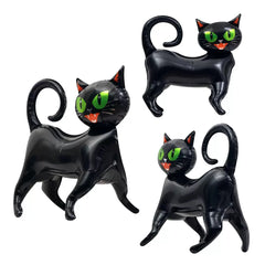 Halloween party decoration with black cat, aluminum foil balloons, 4D standing cartoon, green eyed cat, binding cloth design, Gh