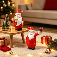 Christmas Santa Claus Statue Resin Ornament Holding Beer Mug Wine Glass Xmas Decoration Home Table Decor Holiday Gift