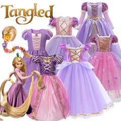 Girls Rapunzel Princess Costume Dresses Kids Summer Tangled Fancy Cosplay Dress Halloween Carnival Party Cosplay Vestido Dresses