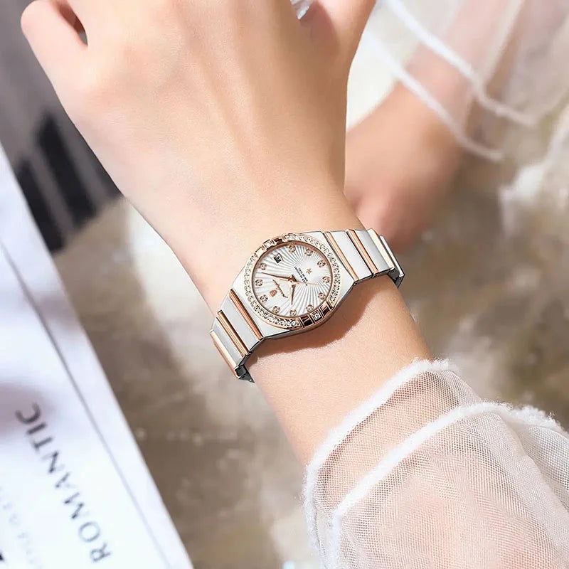 Luxury Diamond Brand Womens Watches Top Waterproof Ultra Thin Ladies Watch Rose Gold Luminous Calendar Quartz Clock Female 2024