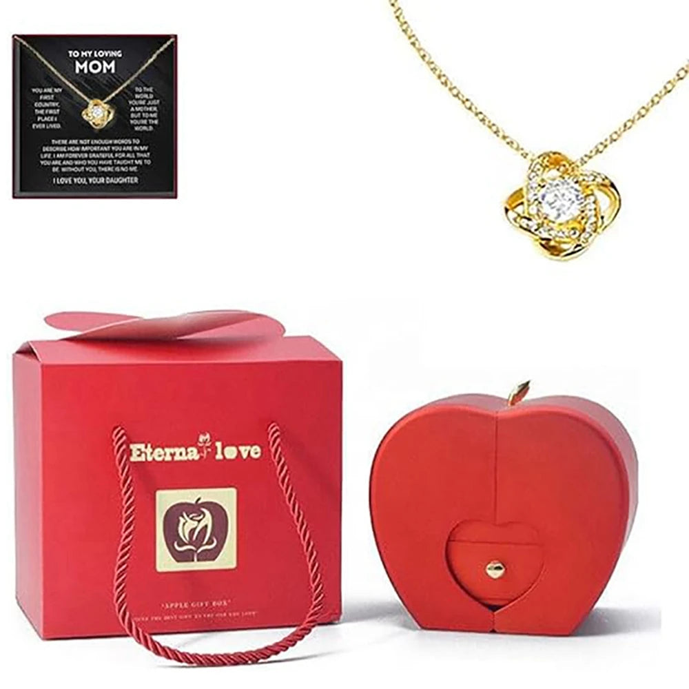 Anniversary Birthday Valentines Day Gifts Jewerlry Box Real Eternal Rose Flower With Necklace For Girlfriend Mom Wife Wedding
