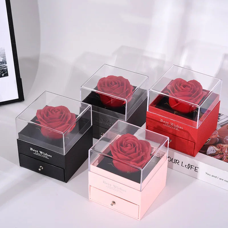 Soap Flower Rose Gift Box Elegant Infinity Jewelry Box for Girlfriend Wife Christmas Valentine's Day Anniversary Gift